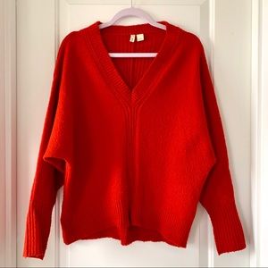 Anthropologie Soft Red V-neck Sweater